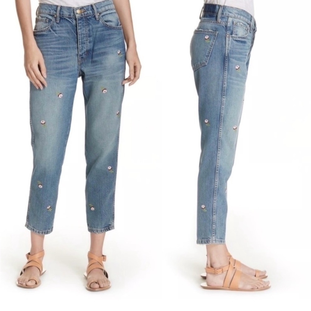 THE GREAT. The FELLOW jeans, floral embroidery, size 25